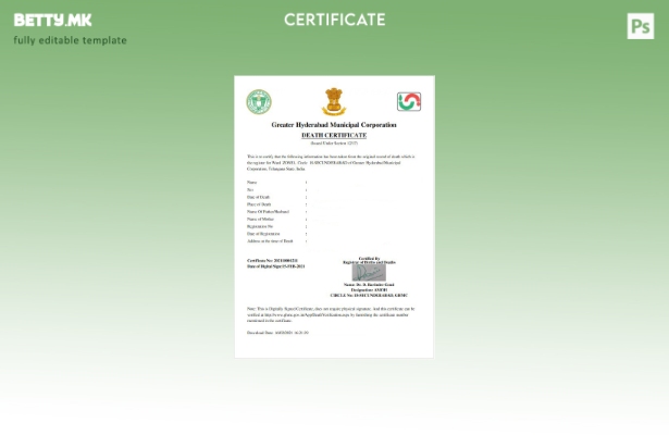 Модерен стил индиски Поголема Хајдерабад општинската корпорација шаблон потврди 